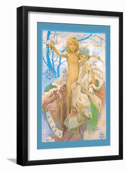 Snow Queen and Child-Alphonse Mucha-Framed Art Print