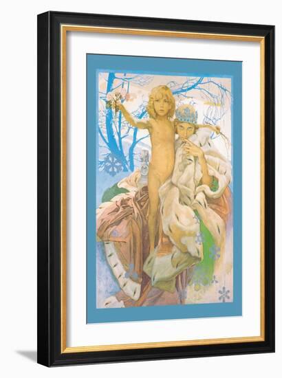 Snow Queen and Child-Alphonse Mucha-Framed Art Print