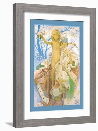 Snow Queen and Child-Alphonse Mucha-Framed Art Print