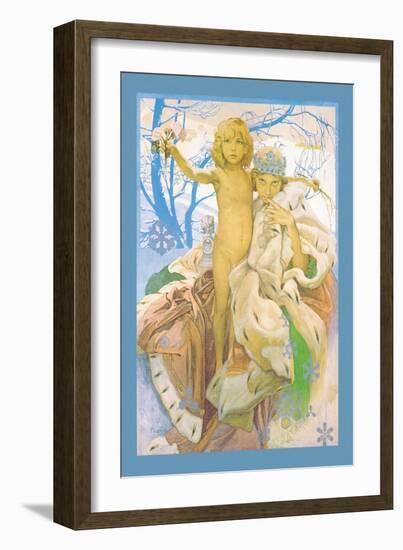 Snow Queen and Child-Alphonse Mucha-Framed Art Print