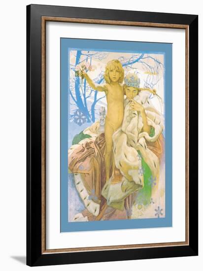 Snow Queen and Child-Alphonse Mucha-Framed Art Print