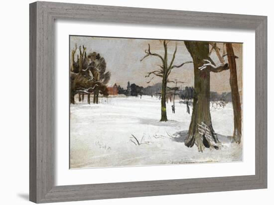 Snow Scene, C.1918 (Oil on Panel)-Charles Sims-Framed Giclee Print