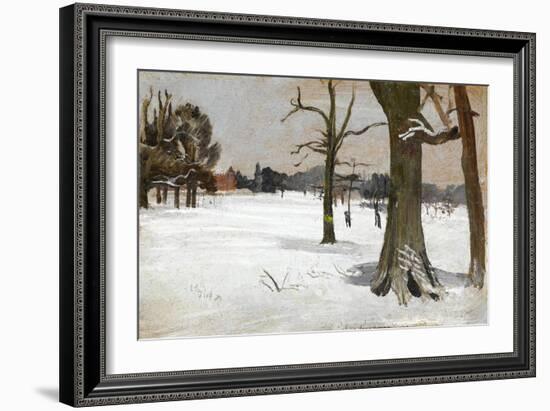 Snow Scene, C.1918 (Oil on Panel)-Charles Sims-Framed Giclee Print