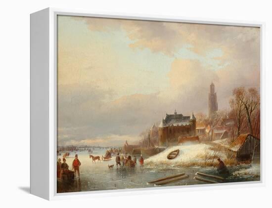 Snow Scene in Holland-Franz Xaver Winterhalter-Framed Premier Image Canvas