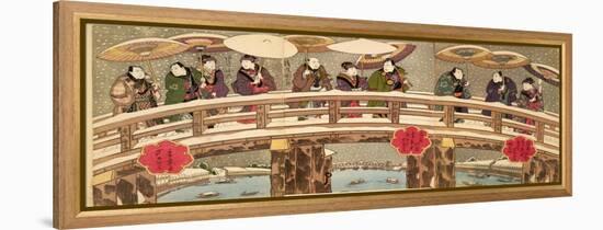 Snow Scene in Osaka South of the River-Ashiyuki-Framed Stretched Canvas