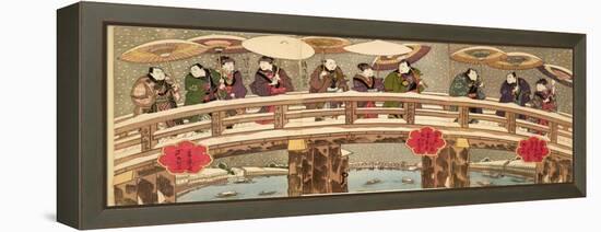 Snow Scene in Osaka South of the River-Ashiyuki-Framed Stretched Canvas