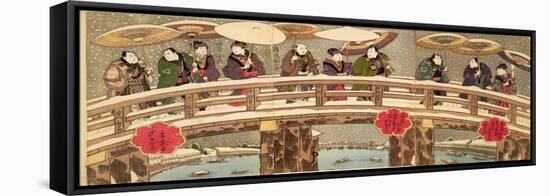 Snow Scene in Osaka South of the River-Ashiyuki-Framed Stretched Canvas