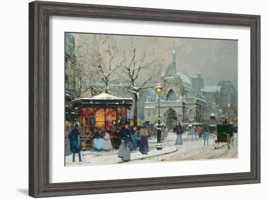 Snow Scene in Paris-Eugene Galien-Laloue-Framed Giclee Print