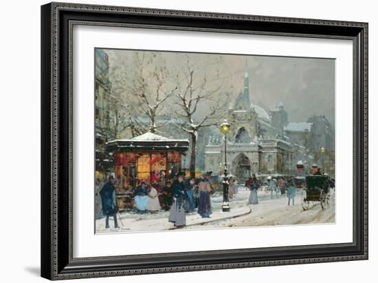 Snow Scene in Paris-Eugene Galien-Laloue-Framed Giclee Print