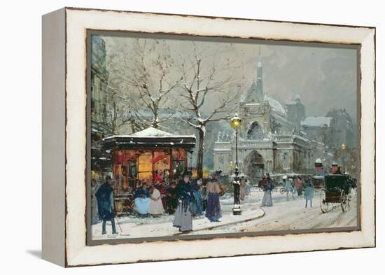 Snow Scene in Paris-Eugene Galien-Laloue-Framed Premier Image Canvas