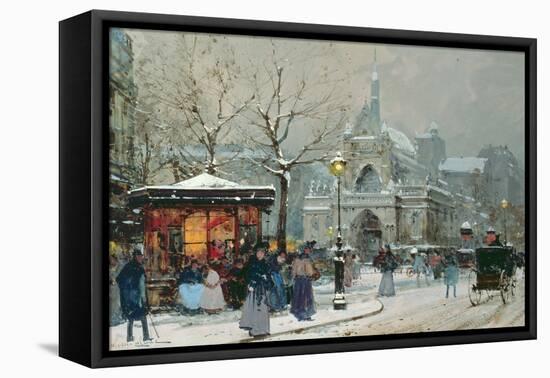 Snow Scene in Paris-Eugene Galien-Laloue-Framed Premier Image Canvas