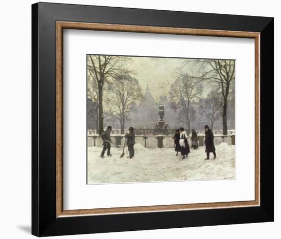 Snow Scene in the Kongens Nytorv, Copenhagen-Paul Fischer-Framed Giclee Print