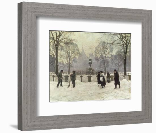 Snow Scene in the Kongens Nytorv, Copenhagen-Paul Fischer-Framed Giclee Print