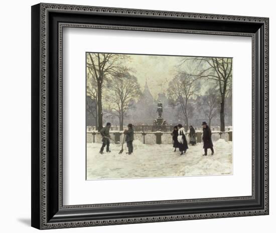 Snow Scene in the Kongens Nytorv, Copenhagen-Paul Fischer-Framed Giclee Print