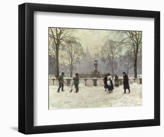 Snow Scene in the Kongens Nytorv, Copenhagen-Paul Fischer-Framed Giclee Print