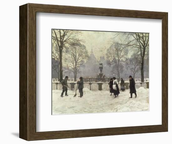 Snow Scene in the Kongens Nytorv, Copenhagen-Paul Fischer-Framed Giclee Print