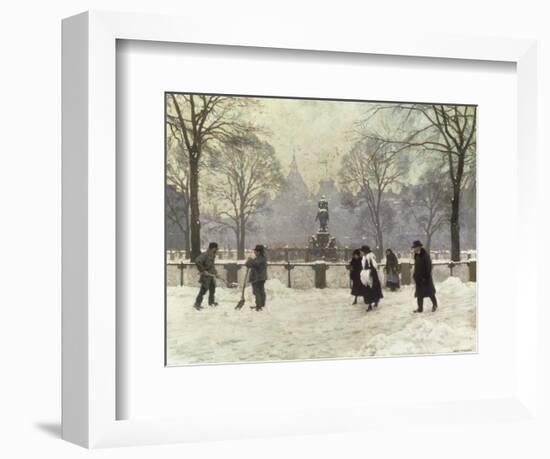 Snow Scene in the Kongens Nytorv, Copenhagen-Paul Fischer-Framed Giclee Print