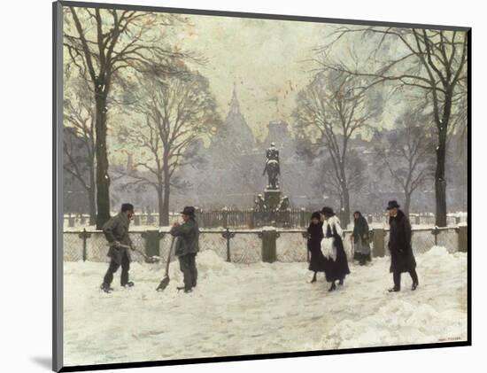 Snow Scene in the Kongens Nytorv, Copenhagen-Paul Fischer-Mounted Giclee Print