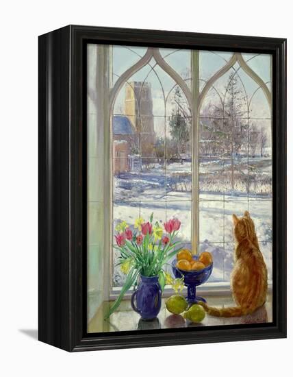 Snow Shadows and Cat-Timothy Easton-Framed Premier Image Canvas