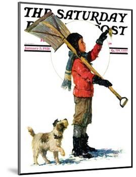 "Snow Shoveler," Saturday Evening Post Cover, January 3, 1931-Eugene Iverd-Mounted Giclee Print