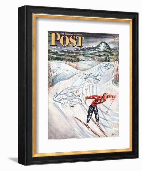 "Snow Skiier After the Falls," Saturday Evening Post Cover, January 25, 1947-Constantin Alajalov-Framed Giclee Print