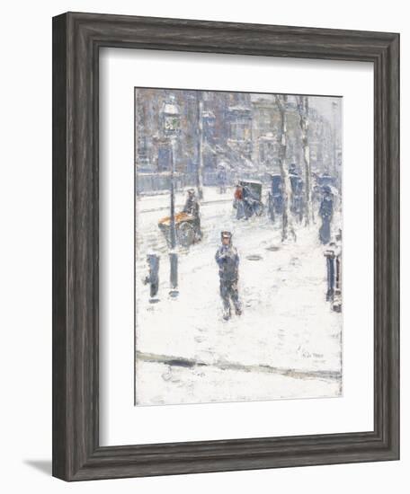 Snow Storm, Fifth Avenue, New York, 1907-Childe Hassam-Framed Giclee Print