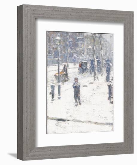 Snow Storm, Fifth Avenue, New York, 1907-Childe Hassam-Framed Giclee Print