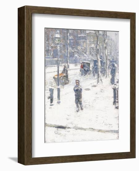 Snow Storm, Fifth Avenue, New York, 1907-Childe Hassam-Framed Giclee Print