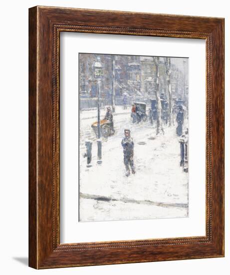 Snow Storm, Fifth Avenue, New York, 1907-Childe Hassam-Framed Giclee Print