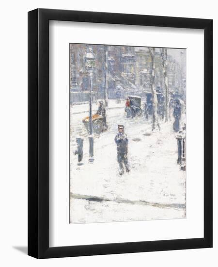 Snow Storm, Fifth Avenue, New York, 1907-Childe Hassam-Framed Giclee Print
