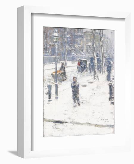 Snow Storm, Fifth Avenue, New York, 1907-Childe Hassam-Framed Giclee Print