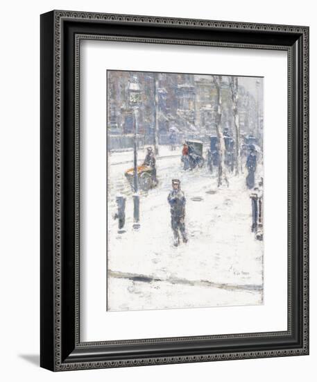 Snow Storm, Fifth Avenue, New York, 1907-Childe Hassam-Framed Giclee Print