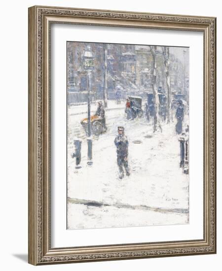 Snow Storm, Fifth Avenue, New York, 1907-Childe Hassam-Framed Giclee Print