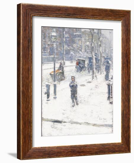 Snow Storm, Fifth Avenue, New York, 1907-Childe Hassam-Framed Giclee Print