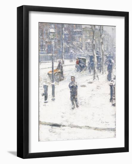 Snow Storm, Fifth Avenue, New York, 1907-Childe Hassam-Framed Giclee Print