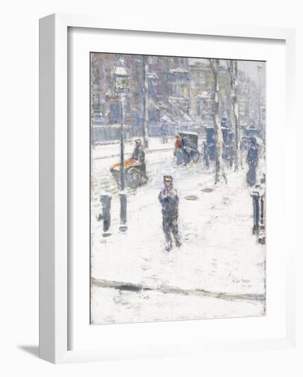 Snow Storm, Fifth Avenue, New York, 1907-Childe Hassam-Framed Giclee Print