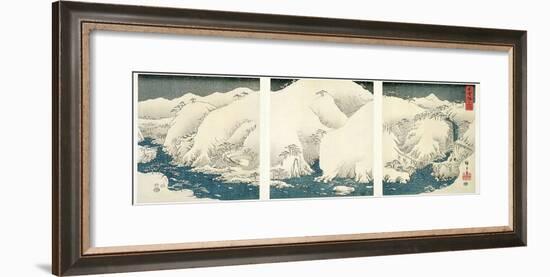 Snow Storm in the Mountains and Rivers of Kiso-Ando Hiroshige-Framed Giclee Print