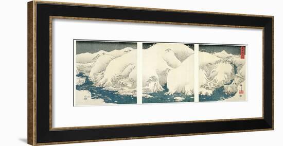 Snow Storm in the Mountains and Rivers of Kiso-Ando Hiroshige-Framed Giclee Print