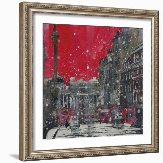 Snow Storm Towards Trafalgar Square-Susan Brown-Framed Giclee Print