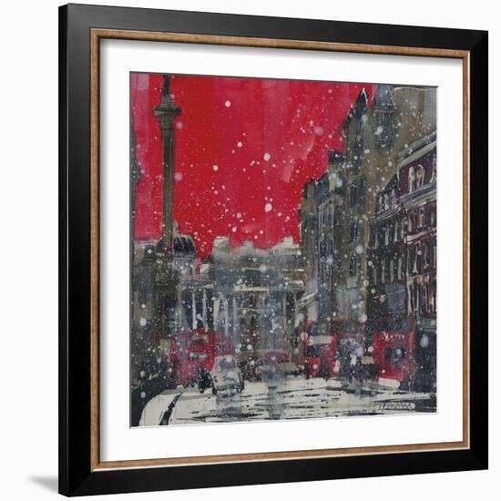 Snow Storm Towards Trafalgar Square-Susan Brown-Framed Giclee Print