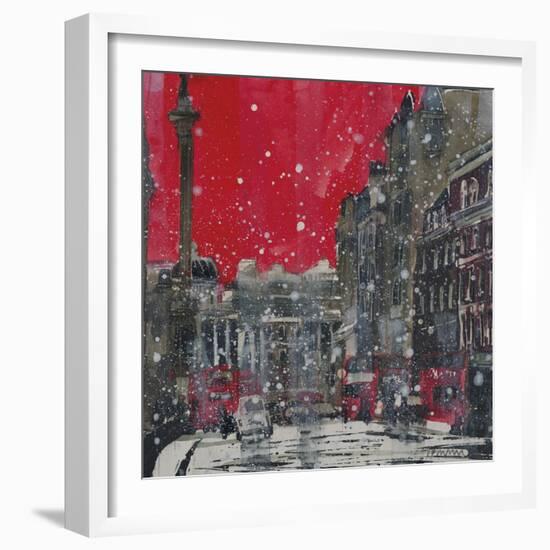 Snow Storm Towards Trafalgar Square-Susan Brown-Framed Giclee Print