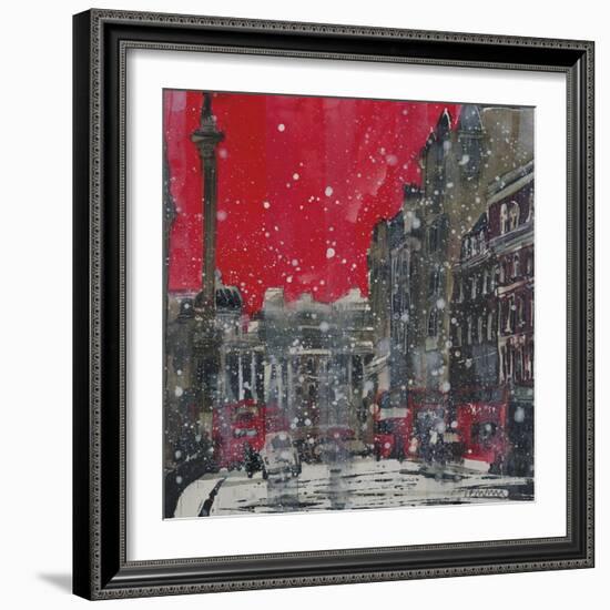 Snow Storm Towards Trafalgar Square-Susan Brown-Framed Giclee Print