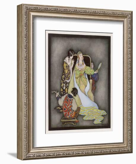 Snow White and the Seven Dwarfs (Grimm) the Queen and Her Magic Mirror-Jennie Harbour-Framed Art Print