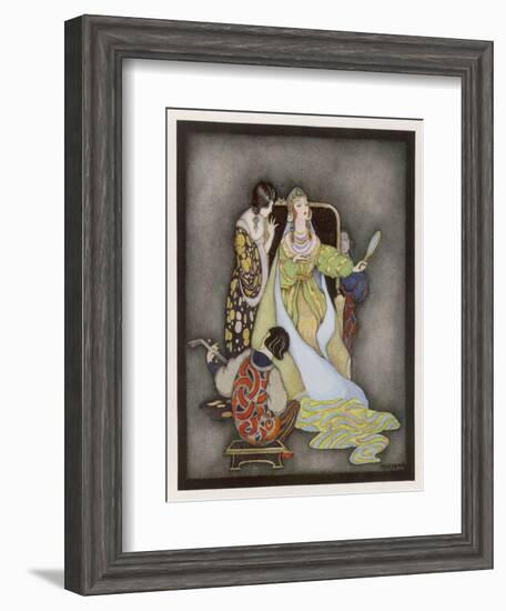 Snow White and the Seven Dwarfs (Grimm) the Queen and Her Magic Mirror-Jennie Harbour-Framed Art Print