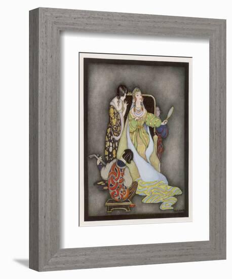 Snow White and the Seven Dwarfs (Grimm) the Queen and Her Magic Mirror-Jennie Harbour-Framed Art Print