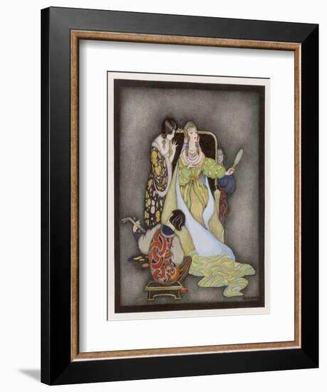 Snow White and the Seven Dwarfs (Grimm) the Queen and Her Magic Mirror-Jennie Harbour-Framed Art Print