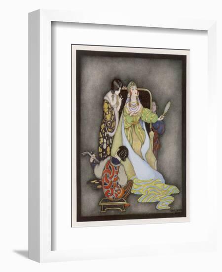 Snow White and the Seven Dwarfs (Grimm) the Queen and Her Magic Mirror-Jennie Harbour-Framed Art Print