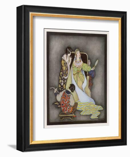 Snow White and the Seven Dwarfs (Grimm) the Queen and Her Magic Mirror-Jennie Harbour-Framed Art Print