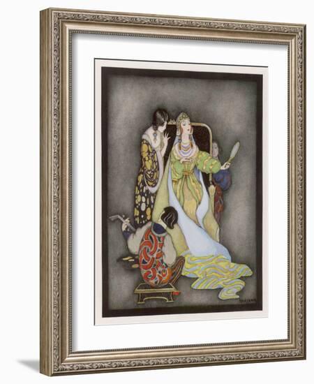 Snow White and the Seven Dwarfs (Grimm) the Queen and Her Magic Mirror-Jennie Harbour-Framed Art Print