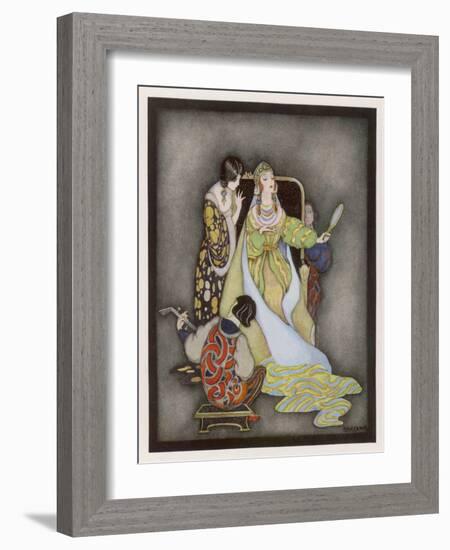 Snow White and the Seven Dwarfs (Grimm) the Queen and Her Magic Mirror-Jennie Harbour-Framed Art Print